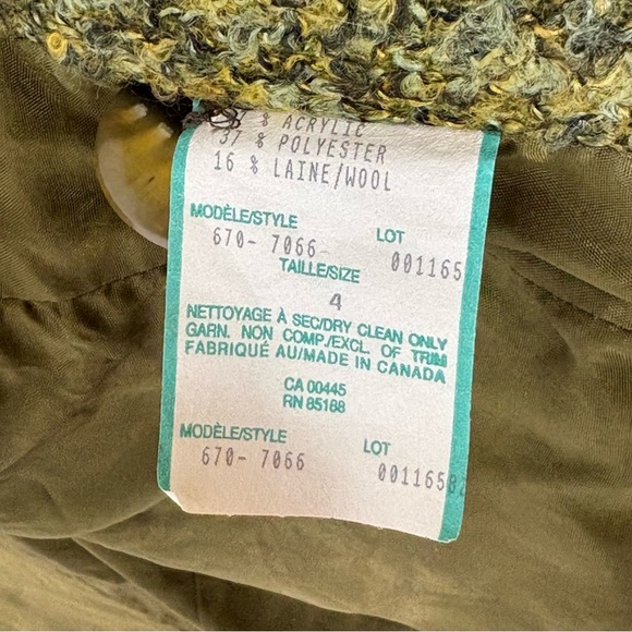 LOUBEN Canada Moss Green Wool Blend Tweed Suit Blazer Jacket 4 Academia Classic - Picture 15 of 16